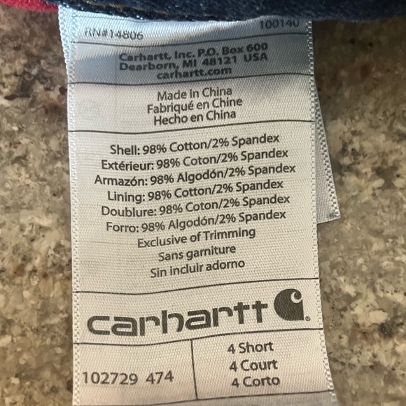 Carhartt Thermal Lined Jeans Women Sz 4S Blue Straight Leg Original Fit Flannel - Picture 3 of 5